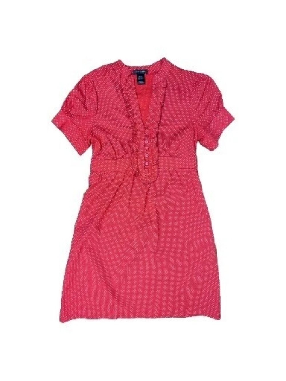 Sam & Max Coral Red Short-Sleeve Ruffle V-Neck Dress